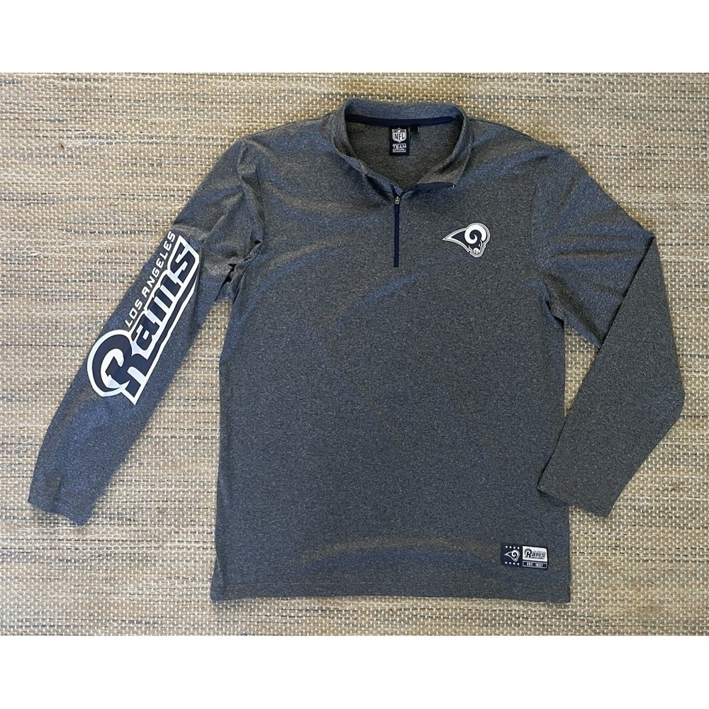 Los Angeles Rams 1/4 Zip Pullover Jacket Men's L Gray Collared NFL Performance